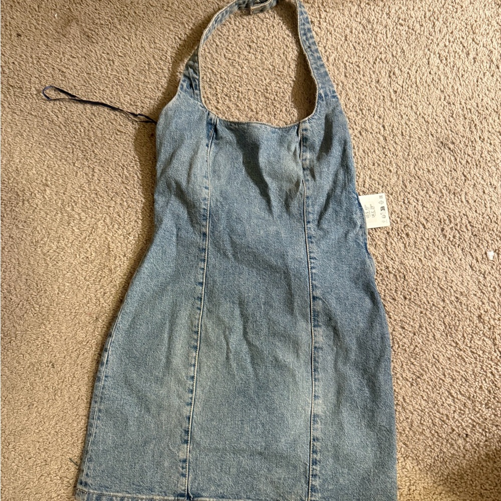Zara Blue Denim Halter Dress